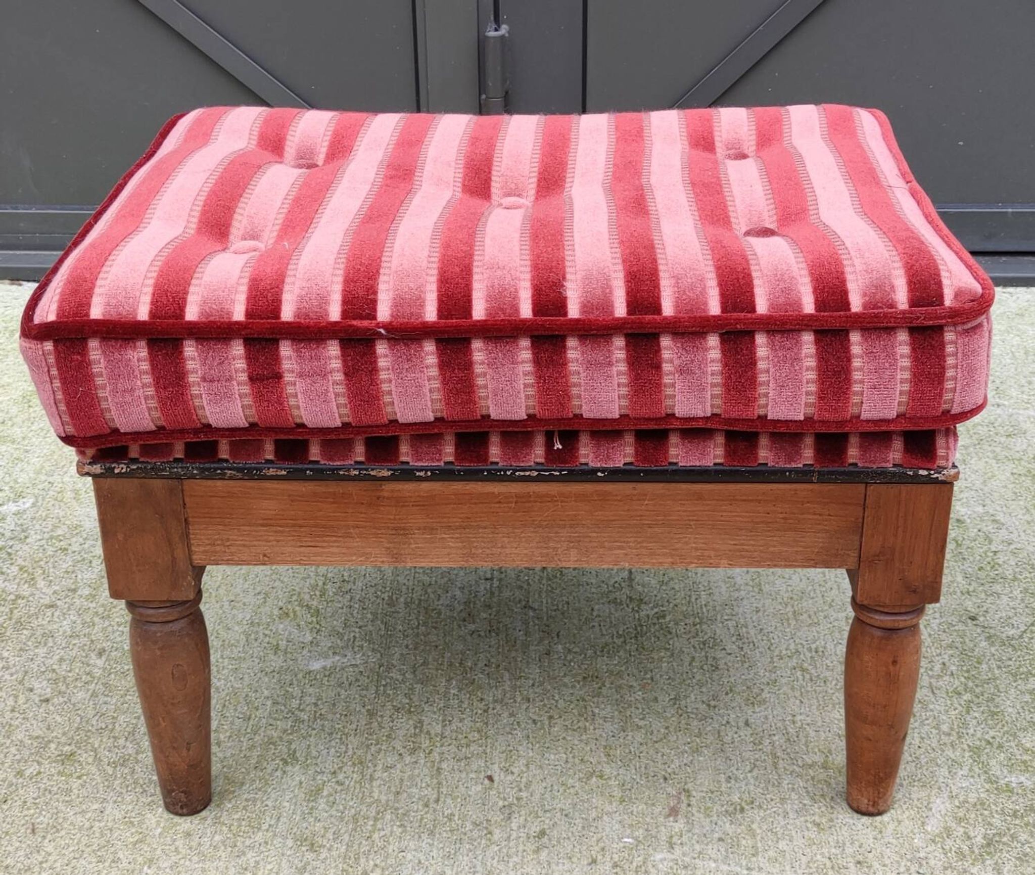 Old armchair and its Louis XVI style footrest/velvet covering