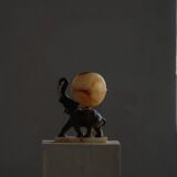 Art Deco Table Lamp, Elephant with Alabaster Globe, Early 20th Century, 1930s