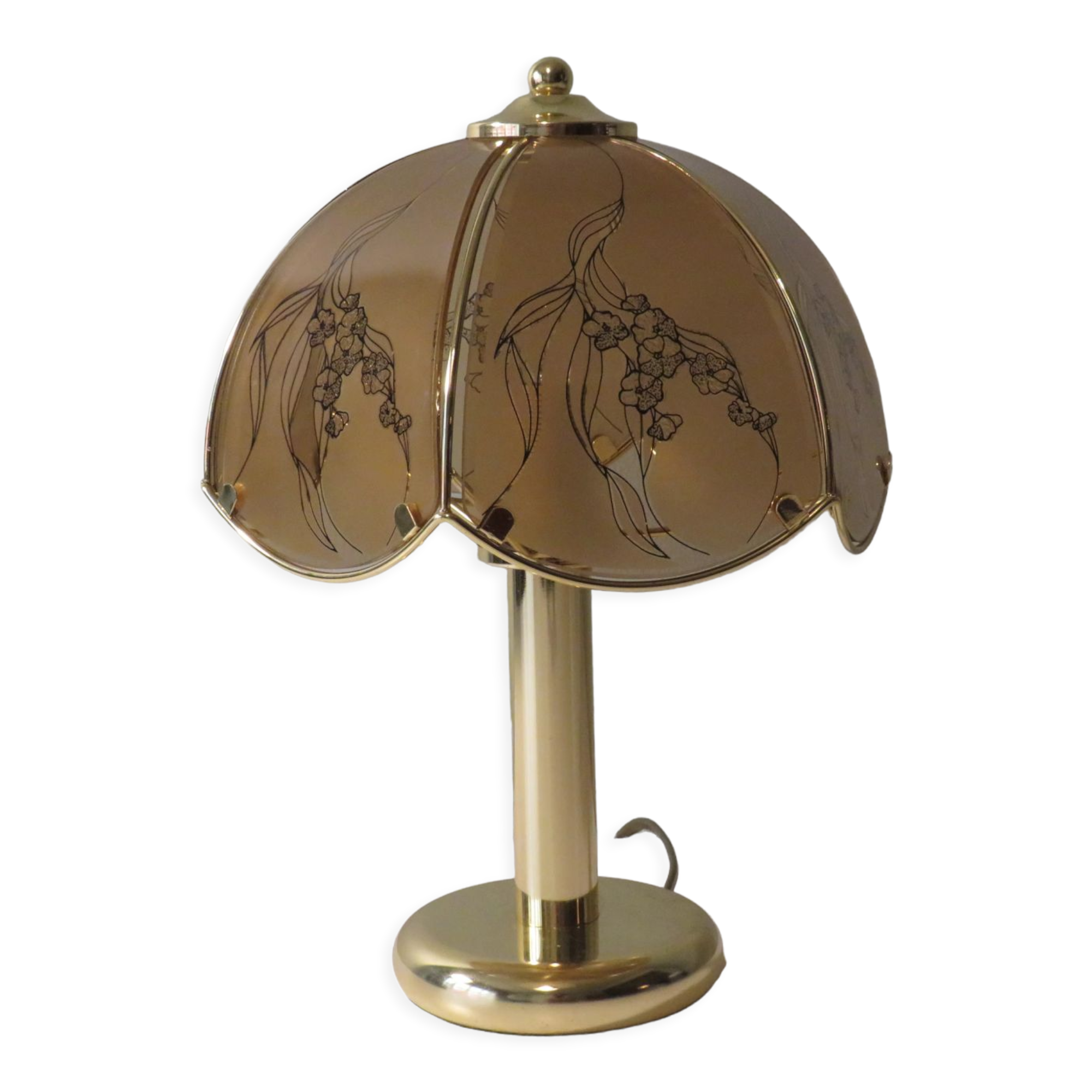 Vintage table lamp in brass and glass by Eglo, Austria 1970-1980