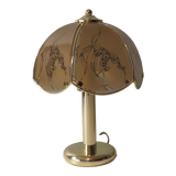 Vintage table lamp in brass and glass by Eglo, Austria 1970-1980