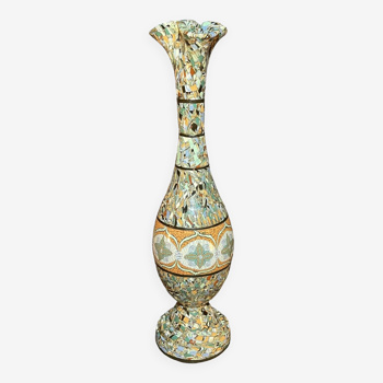 Grand vase céramique parjean gerbino pour vallauris (46cm), technique mosaïque nériage, 1930s