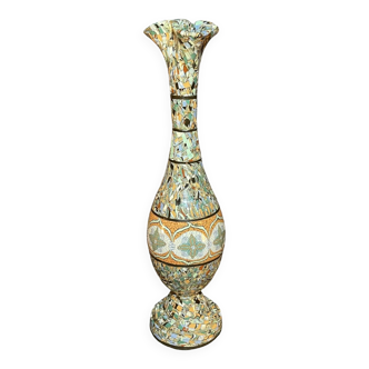 Grand vase céramique parjean gerbino pour vallauris (46cm), technique mosaïque nériage, 1930s