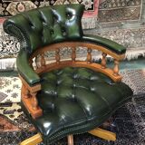 Chesterfield office chair swivelling leather - adjustable height