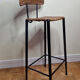 Bar stool in steel and braided wicker, design of the 50s, 92 cm