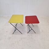 Ensemble de deux tables d'appoint en métal et bois, années 1960