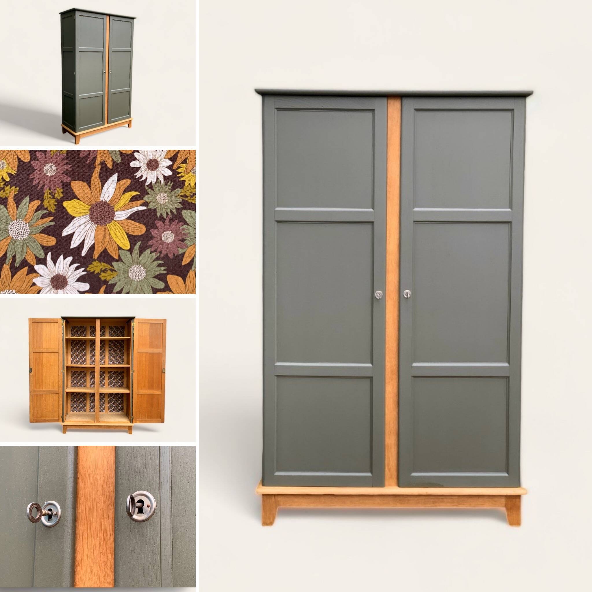 Parisian solid oak wardrobe 1960