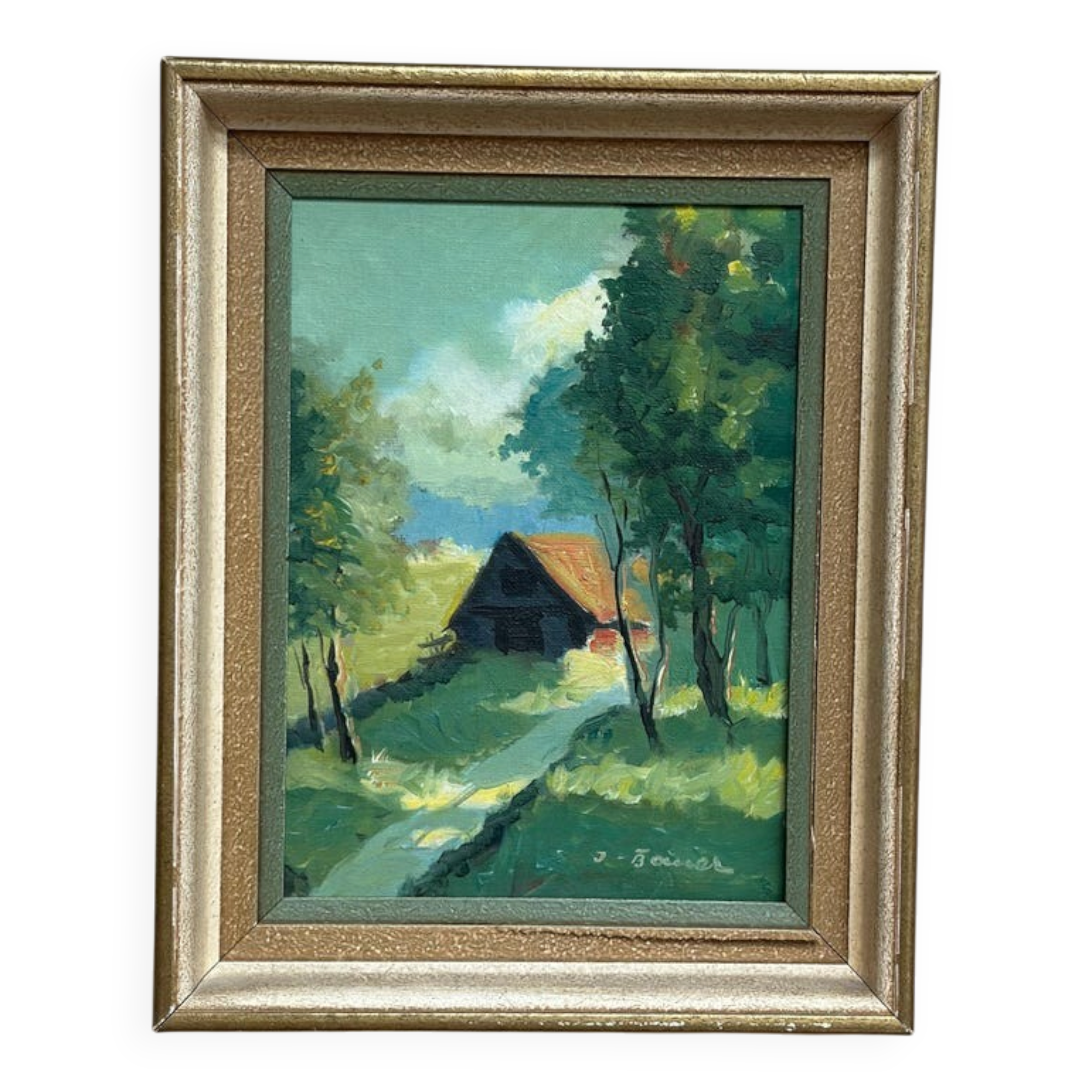 Swedish Mid-Century Oil on panel – "In Sunlight Glade" by Ivan Bauer