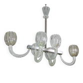 Incroyable lustre Barovier Art Déco à 6 lumières, verre Murano "Bullicante", 194