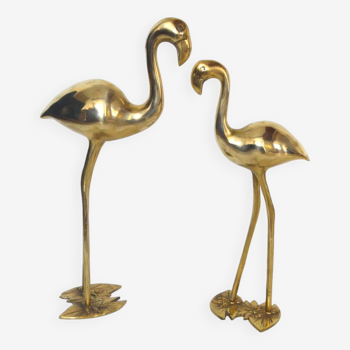 Couple of brass flamingos