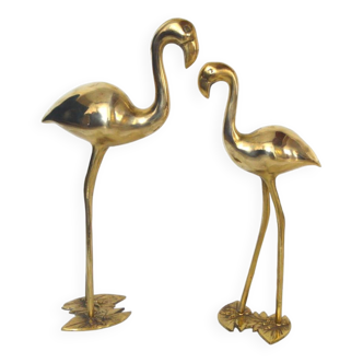 Couple de flamants roses en laiton