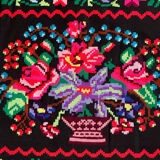 Vintage Romanian handwoven carpet with floral colorful design