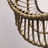 Hanging shell armchair 60's rattan