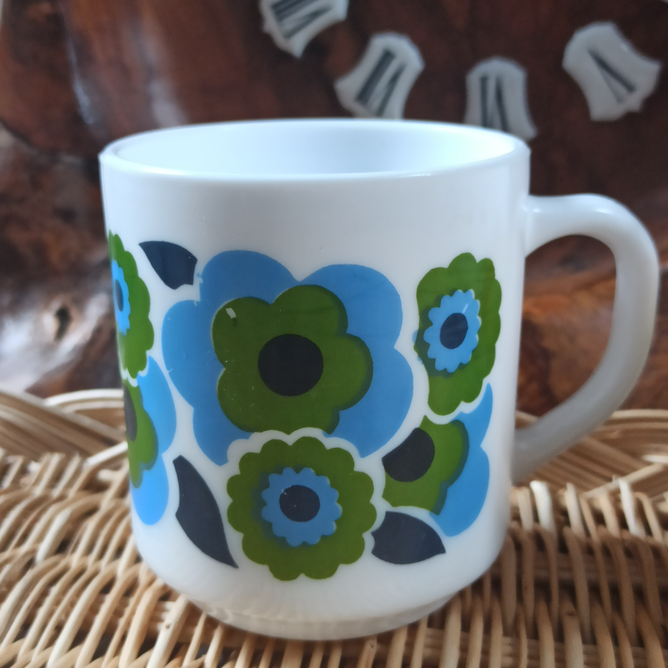 Vintage Lotus and Apple Arcopal Mugs