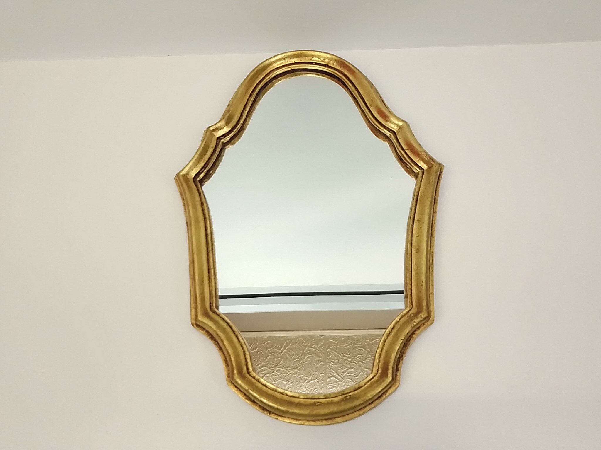Wall mirror with gilded wooden frame 32 cm X 22 cm