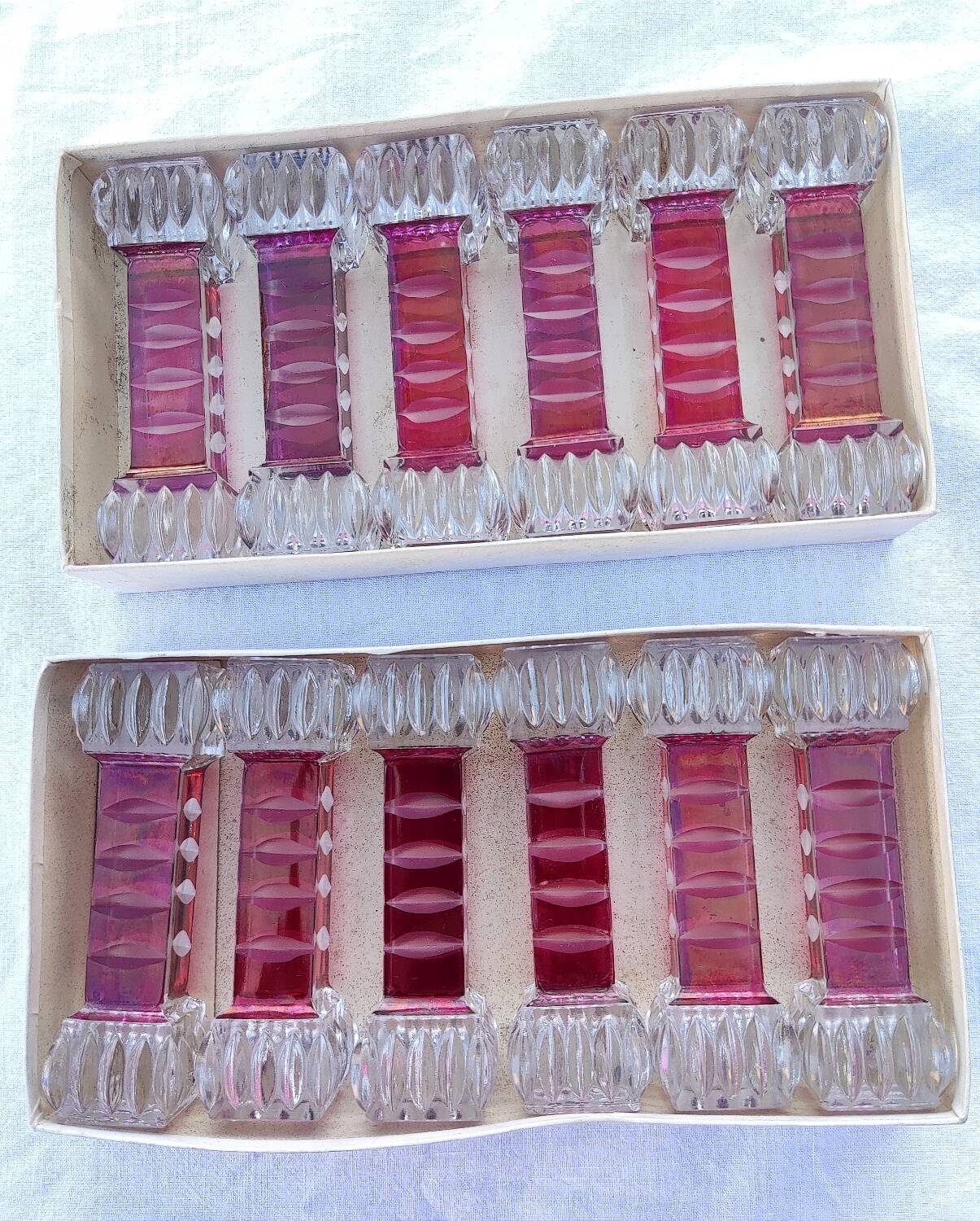 12 colored crystal knife holders - 1970