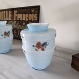 Pair of vintage blue opaline vases