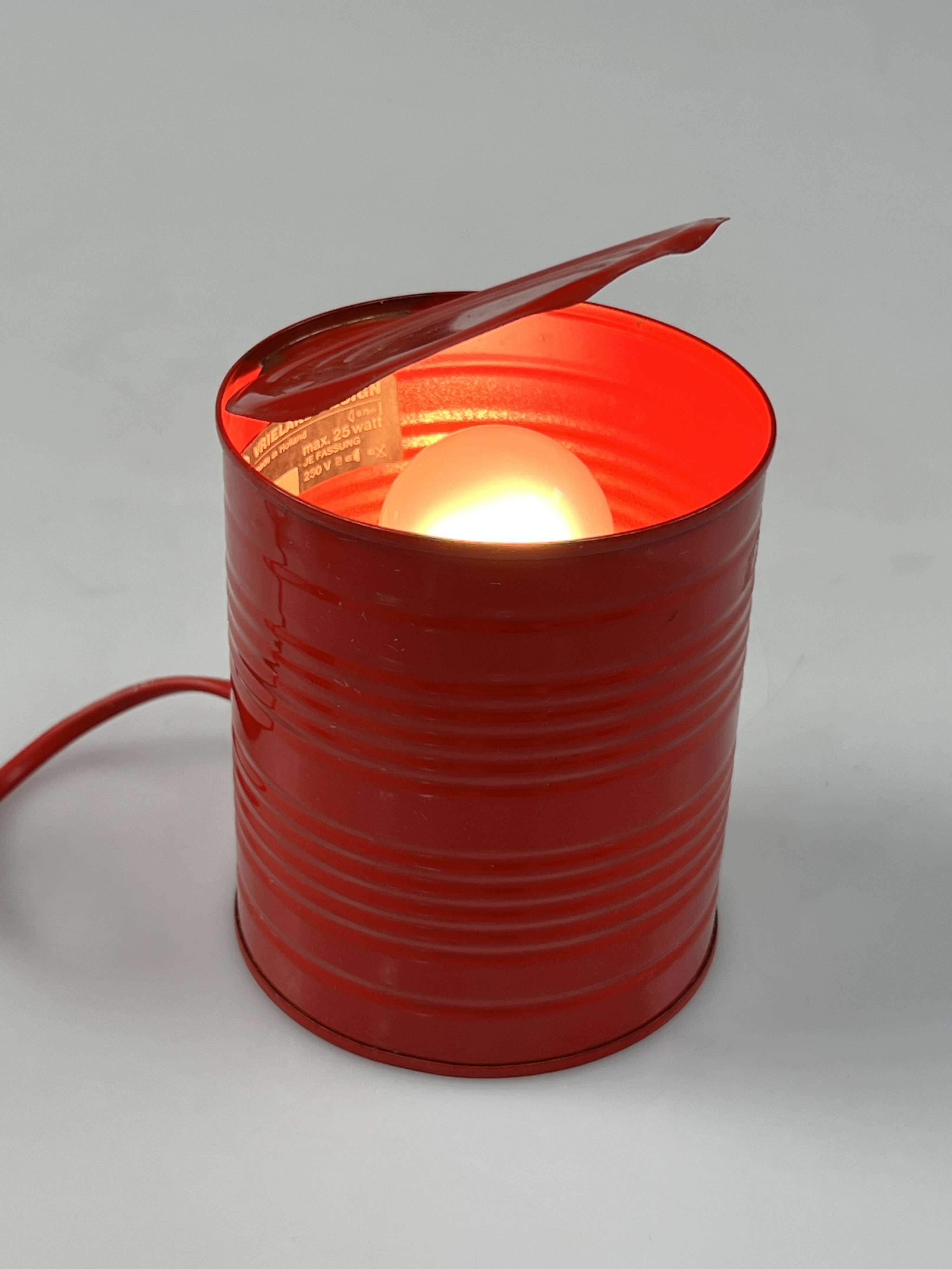 Vintage Red Tin Can Lamp, Ad Van Berlo, Vrieland Design, 1980s