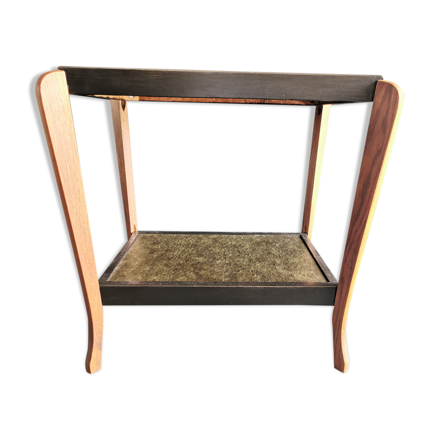 Art deco oak side table refurbished with 2 levels.