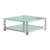 Two Tiered Coffee Table Manufactured for Maison Romeo in Lucite & Glass, France 1970s