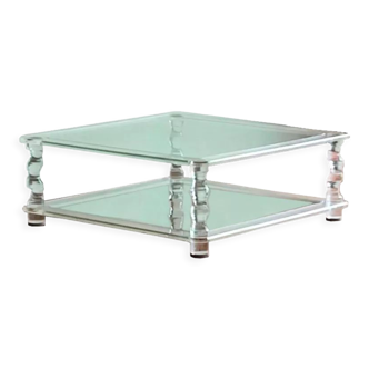 Two Tiered Coffee Table Manufactured for Maison Romeo in Lucite & Glass, France 1970s