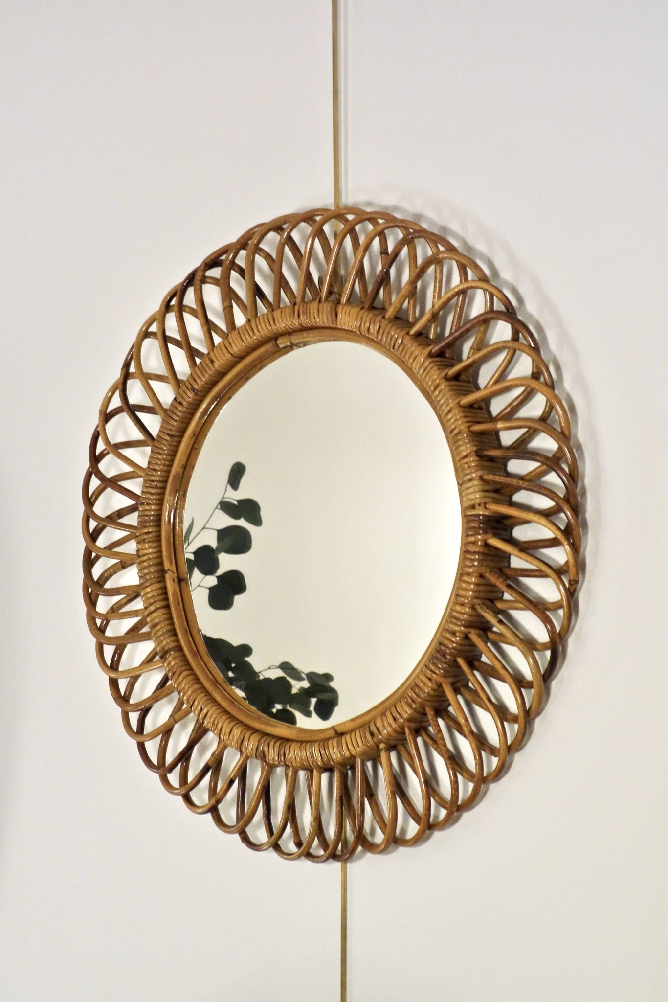 Rattan and bamboo mirror attributed to Franco Albini, Italy 1960's