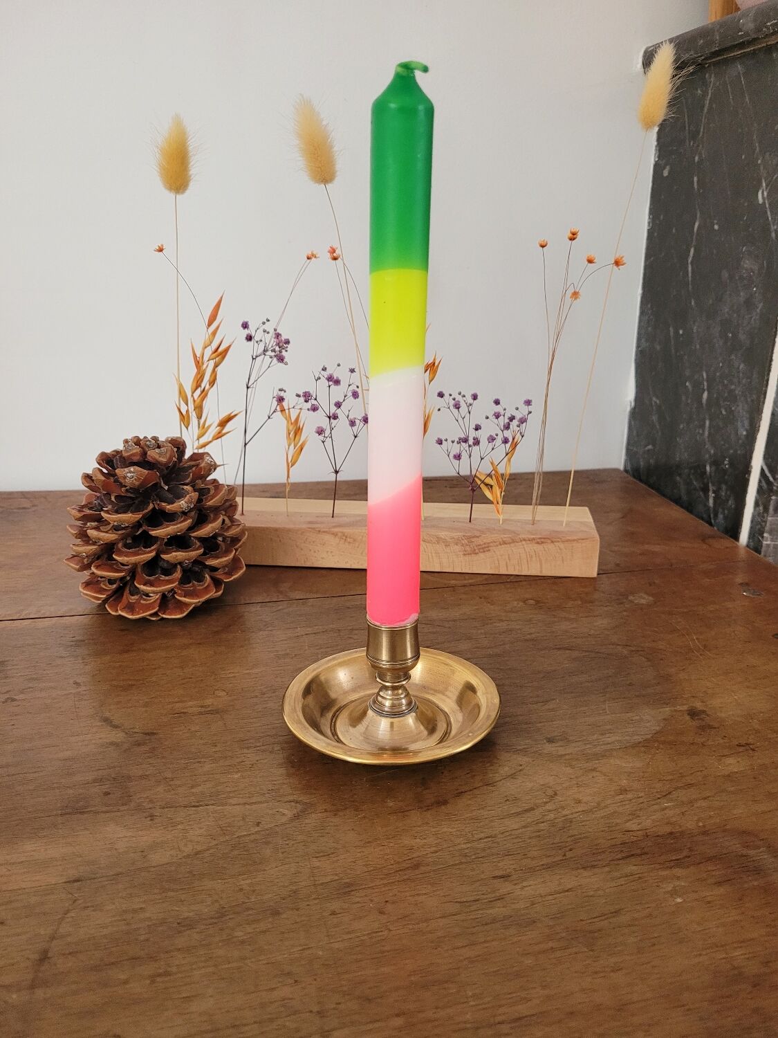 Round brass candlestick