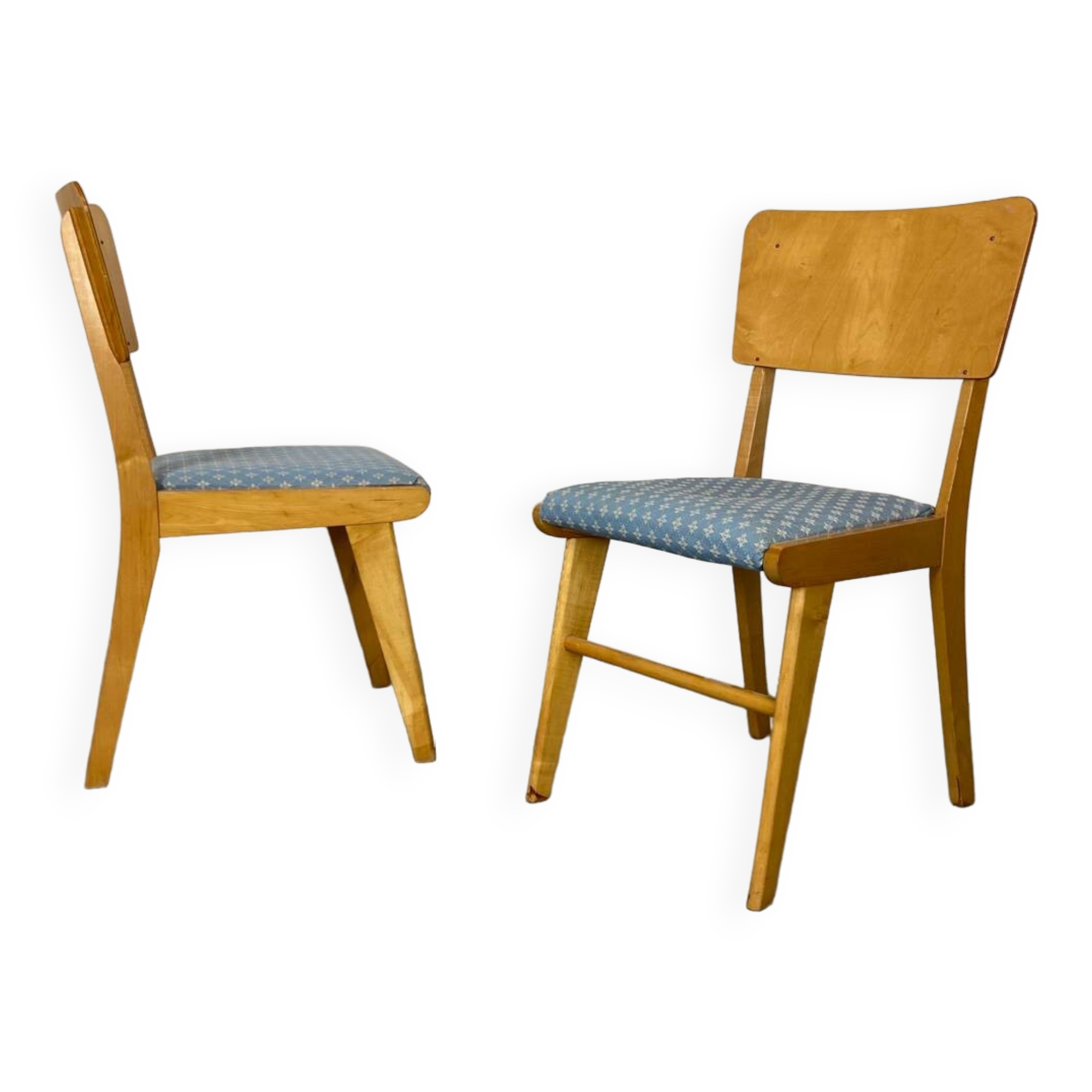 Chaises de salle à manger en hêtre modernistes du milieu du siècle, années 1950, lot de 2