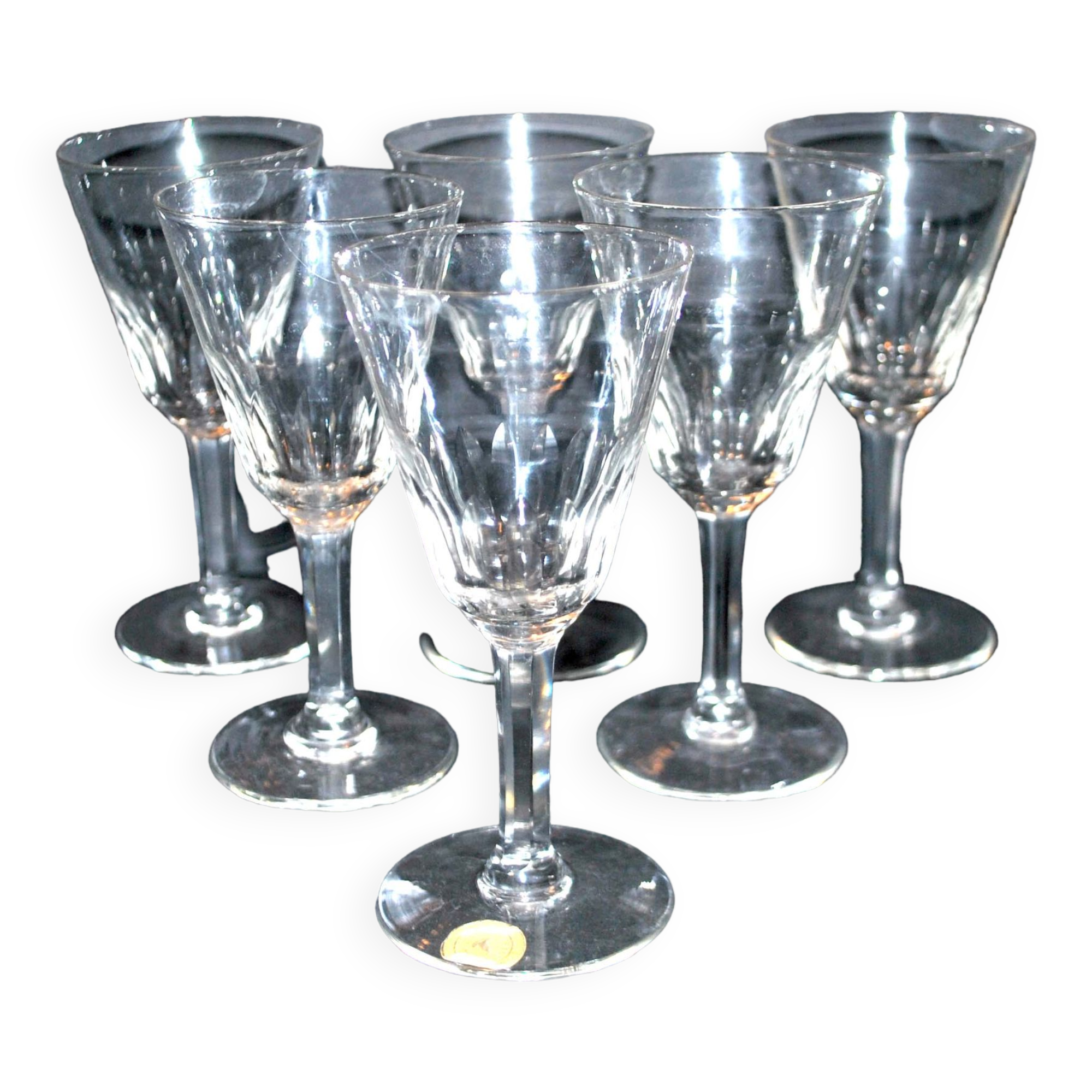 Series of 6 antique wine glasses in blown glass from meisenthal 1900 12.5 cm