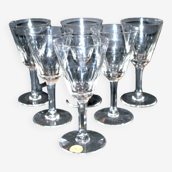 Série de 6 verres à vin anciens en verre soufflé de meisenthal 1900 12.5 cm