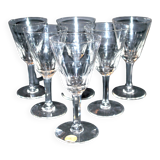 Series of 6 antique wine glasses in blown glass from meisenthal 1900 12.5 cm