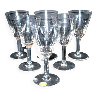 Série de 6 verres à vin anciens en verre soufflé de meisenthal 1900 12.5 cm