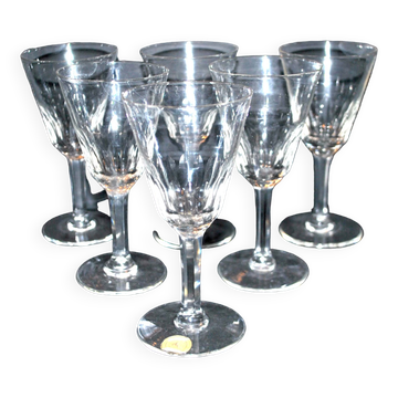 Série de 6 verres à vin anciens en verre soufflé de meisenthal 1900 12.5 cm