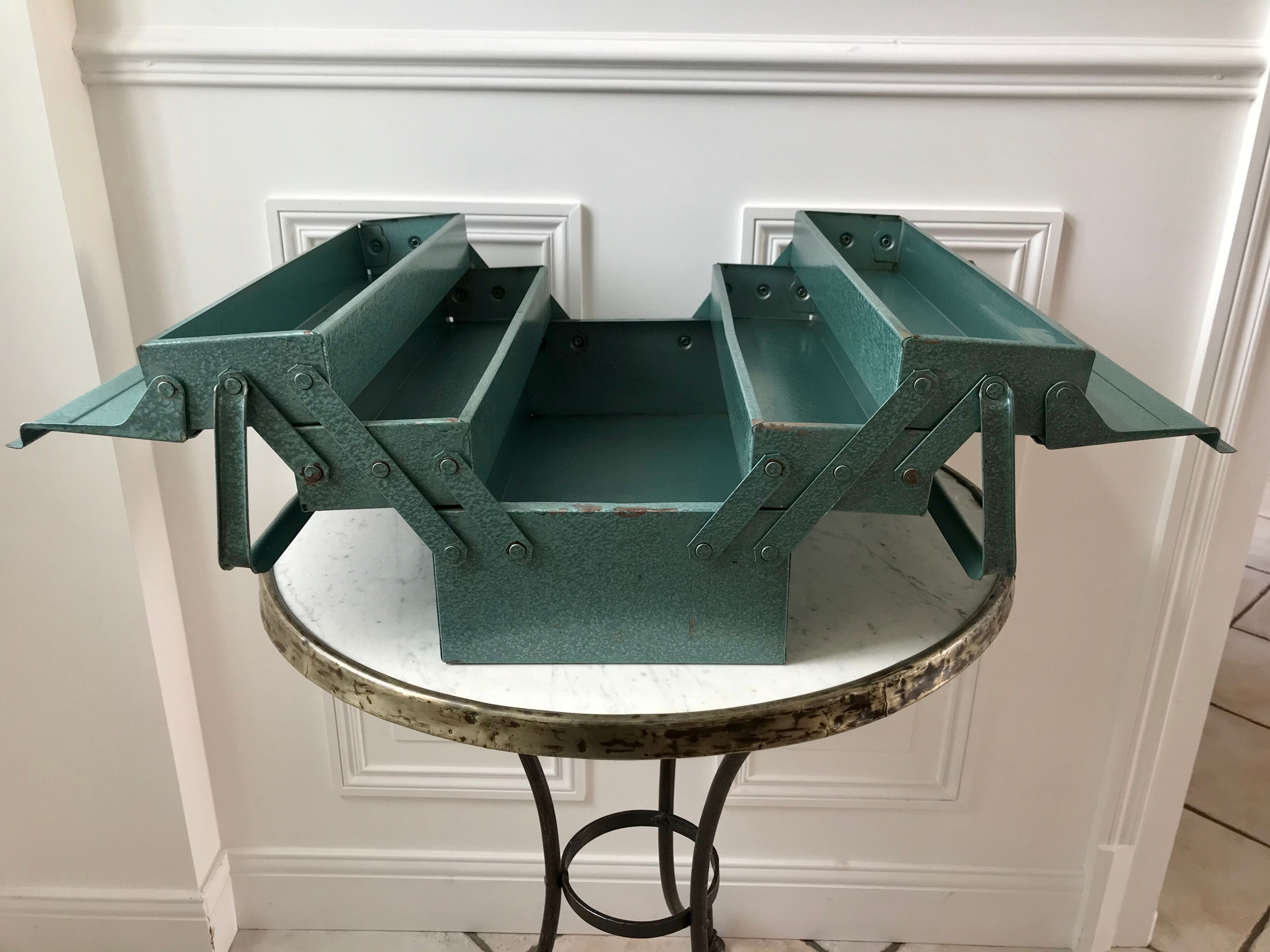 Old blue metal toolbox