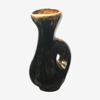 Former pitcher Vallauris tess black ceramics - vintage gold