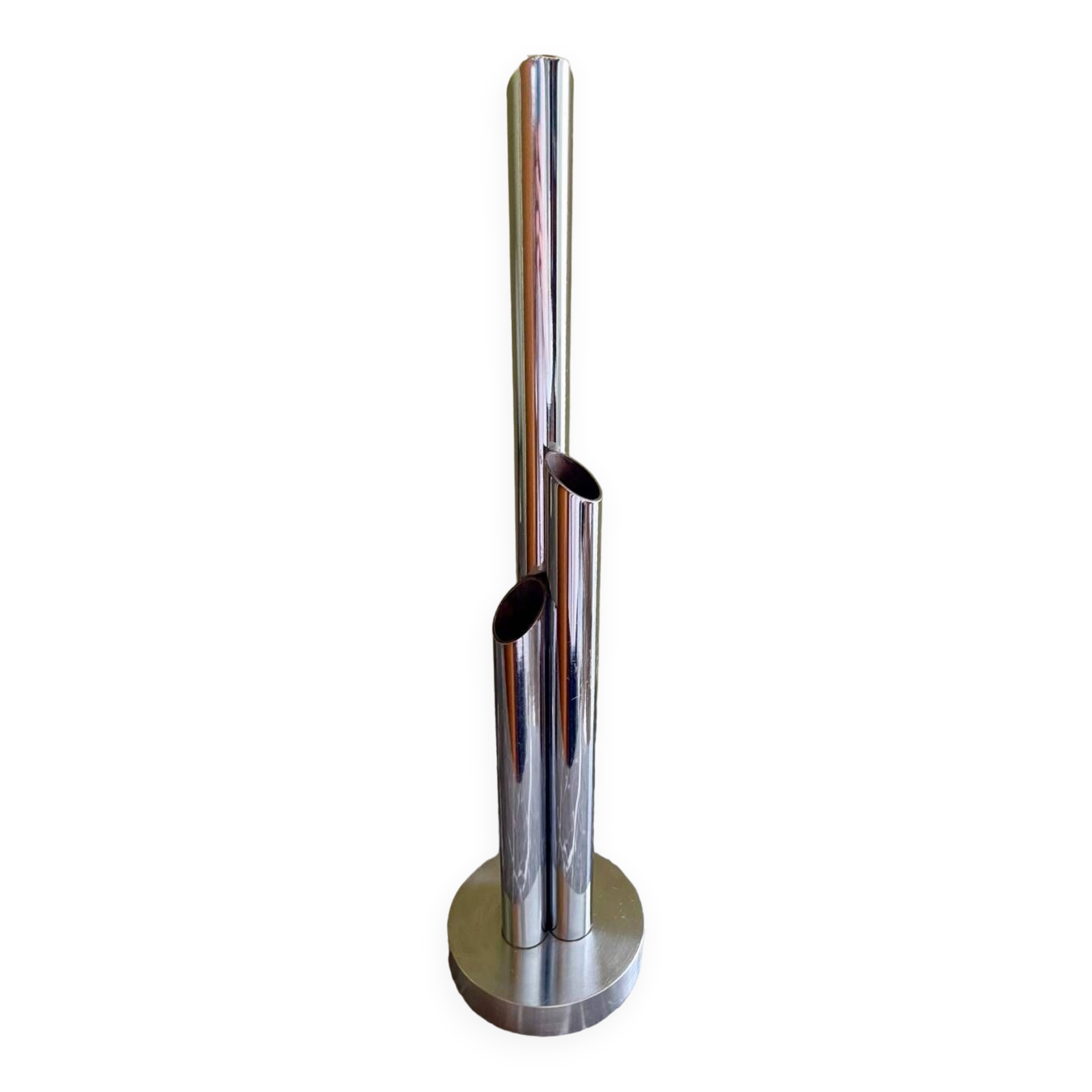 Organ vase with 3 chrome metal soliflores from the 70s