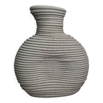 Brutalist textured cement vase, 27 cm