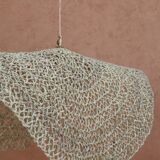 Handmade wicker hanging basket with brass finish