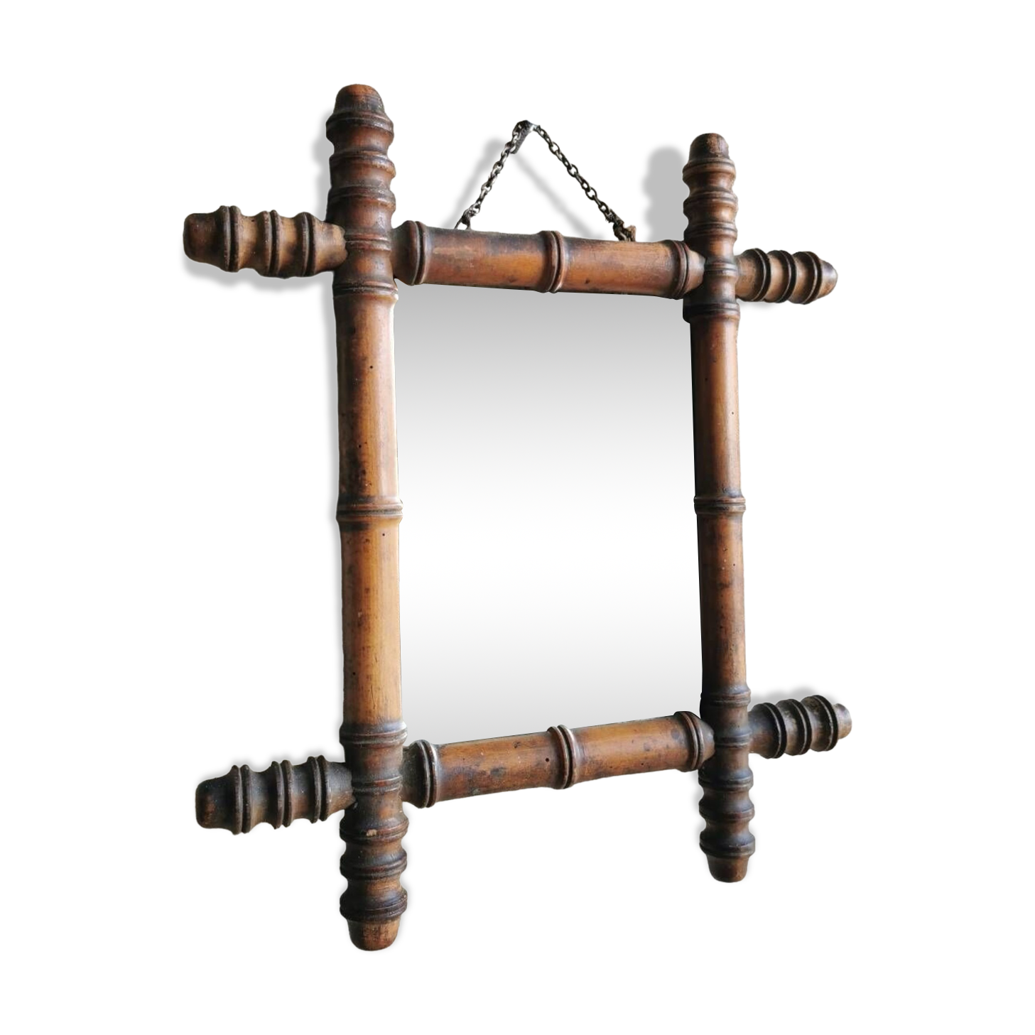 Wooden barber mirror