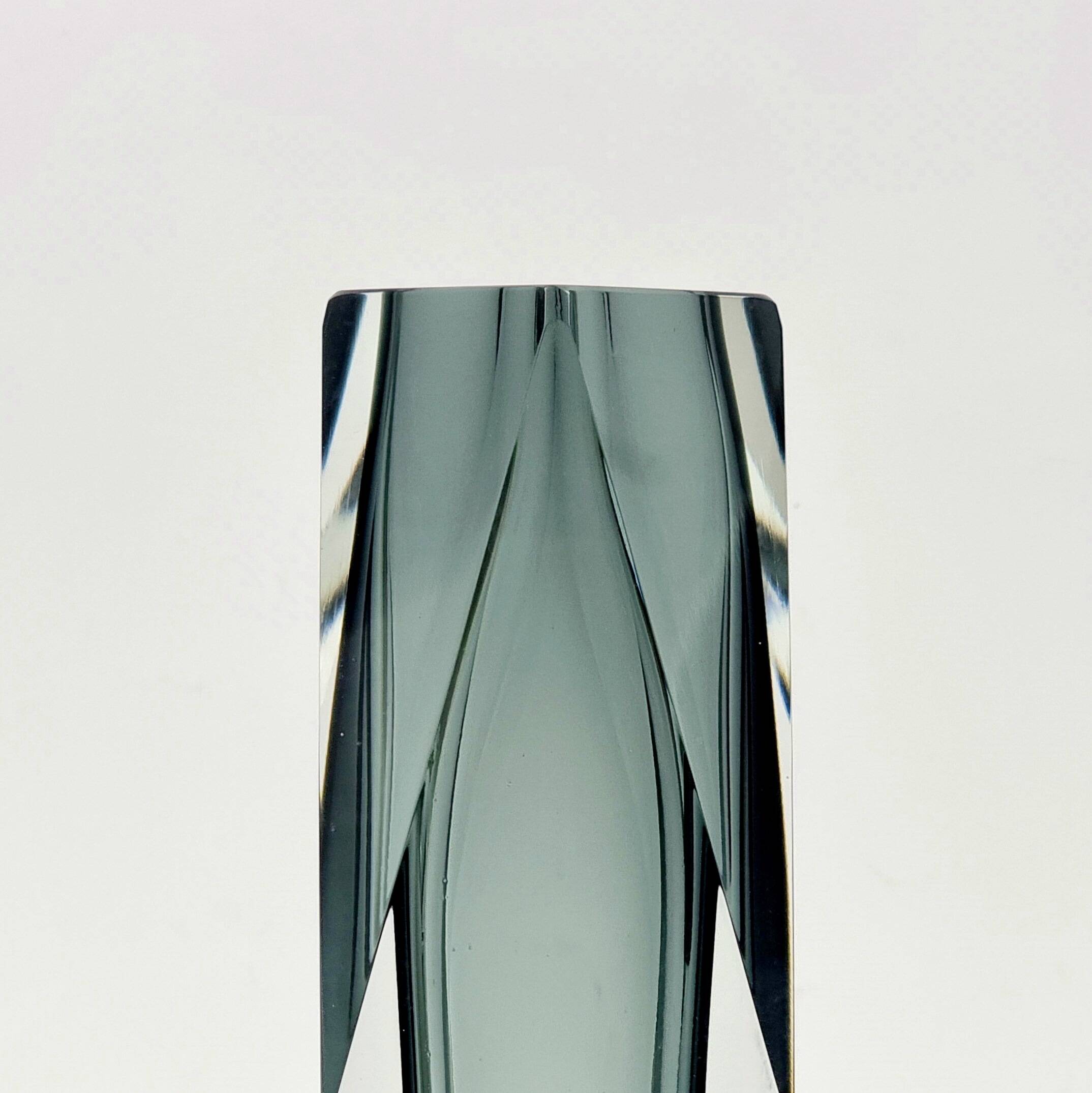 Labelled Sommerso Murano Glass Vase by F. Poli for A. Mandruzzato, Italy