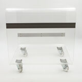Plexiglas side table on wheels