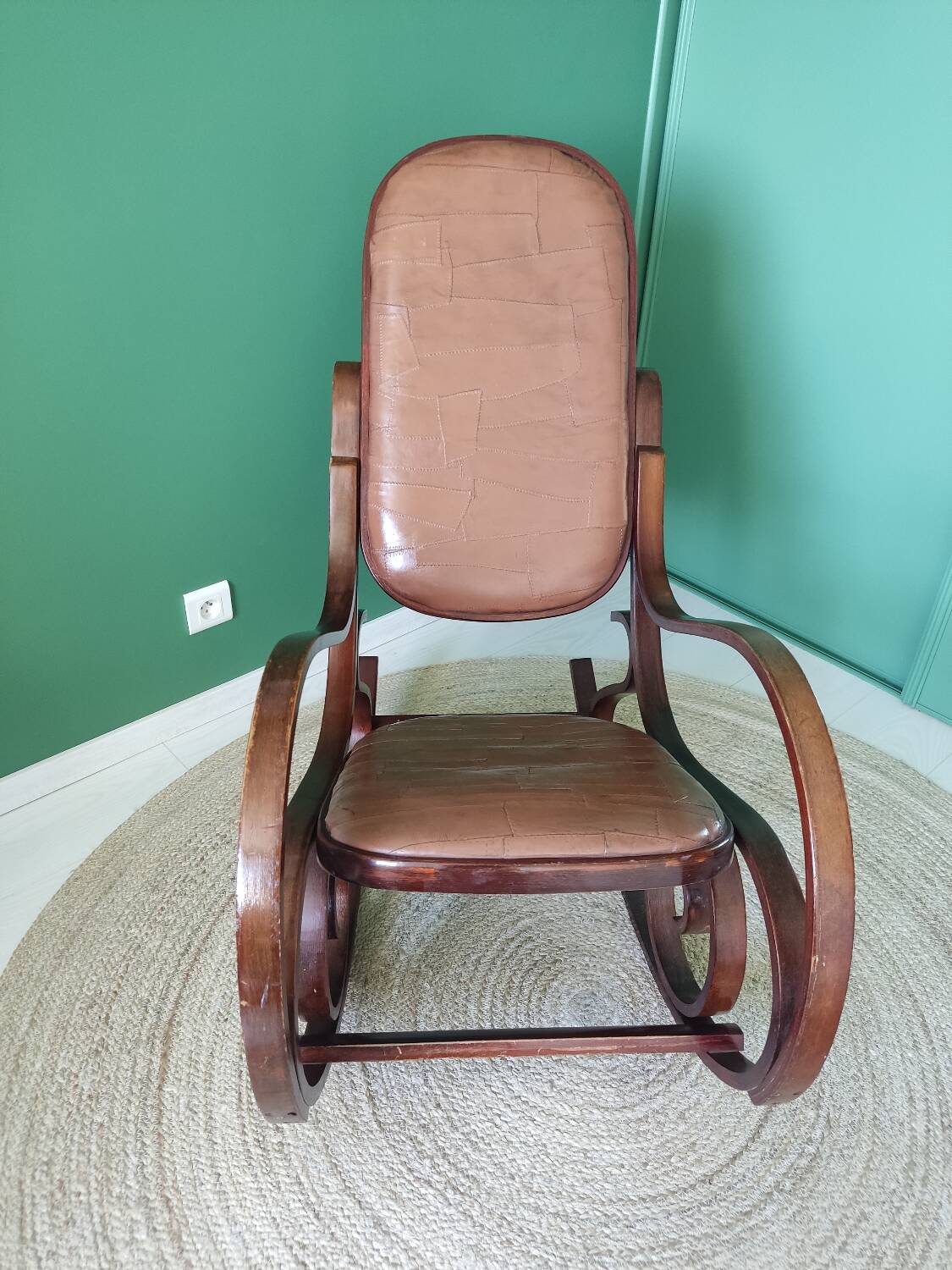 Rocking-chair bois et cuir