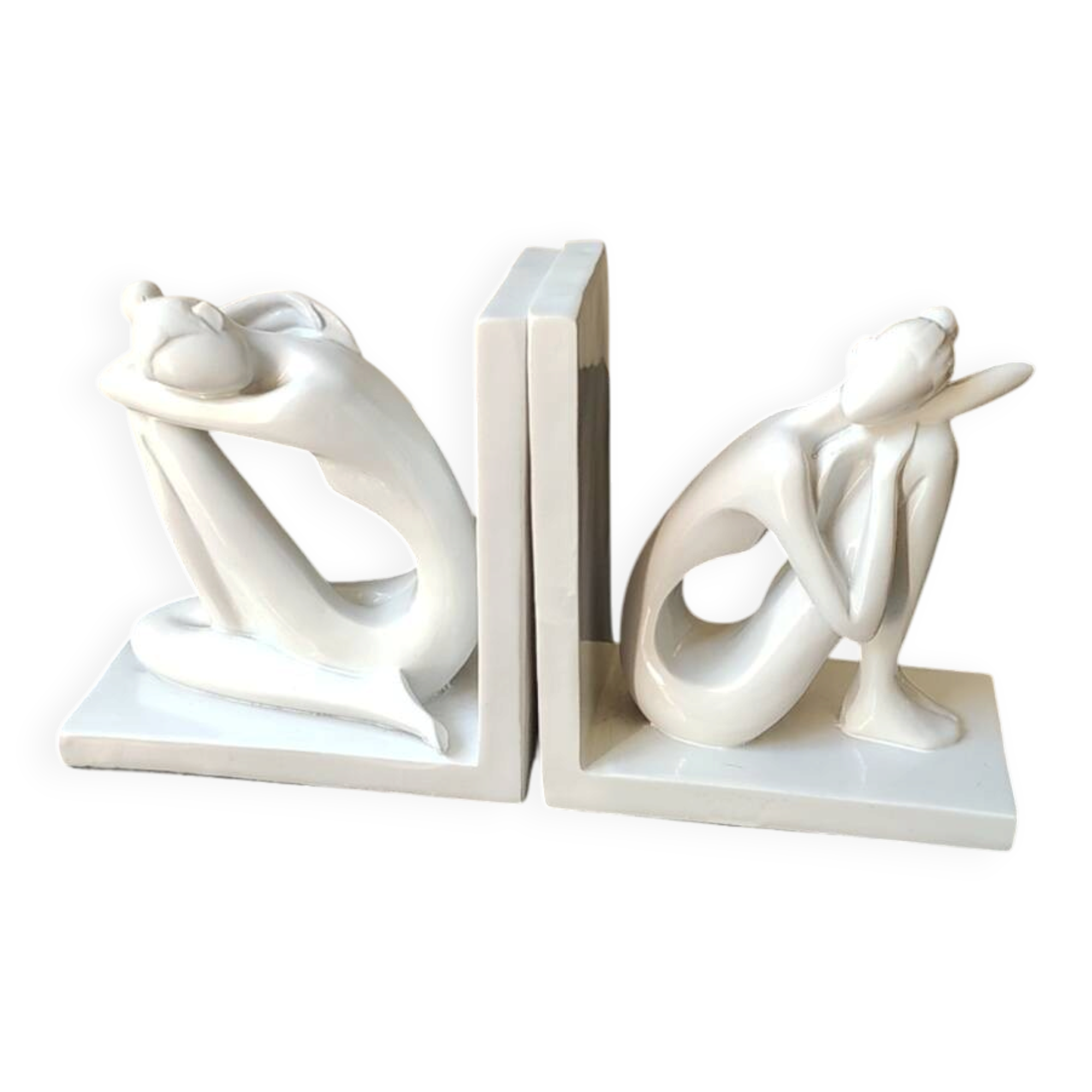 Paire de serre-livres figurines féminines