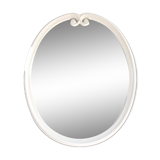 White metal oval mirror 49x39cm