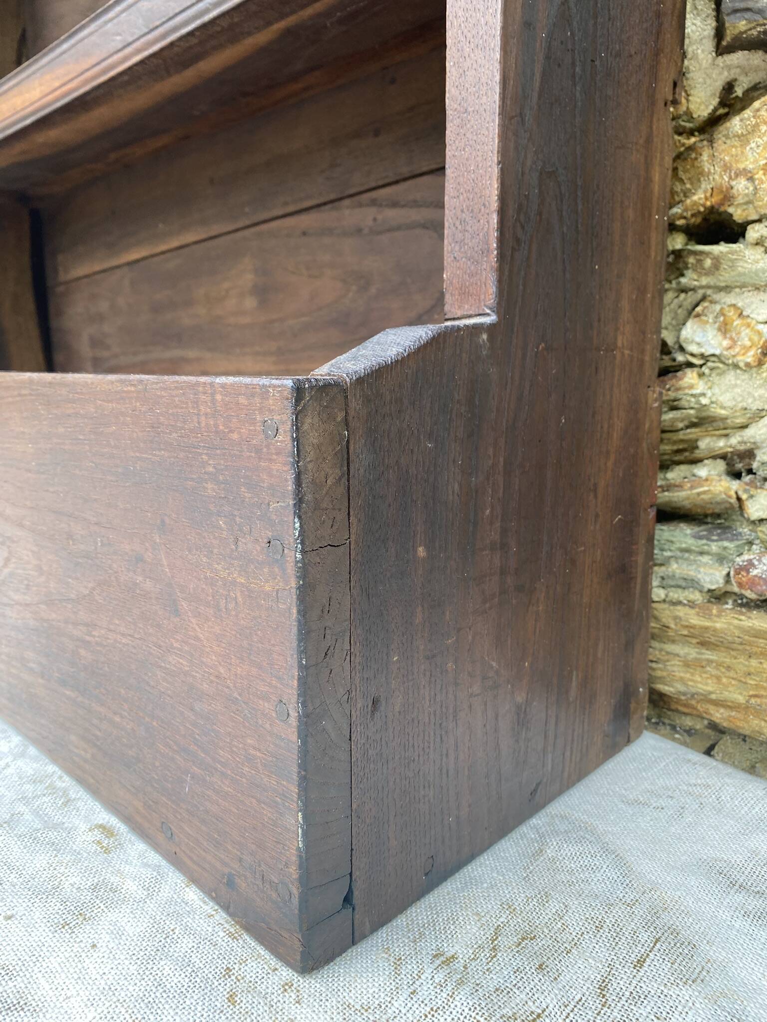 Antique wooden plate rack cupboard.