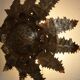 Vintage sunburst ceiling light, gold, floral pattern, 50s brutalism