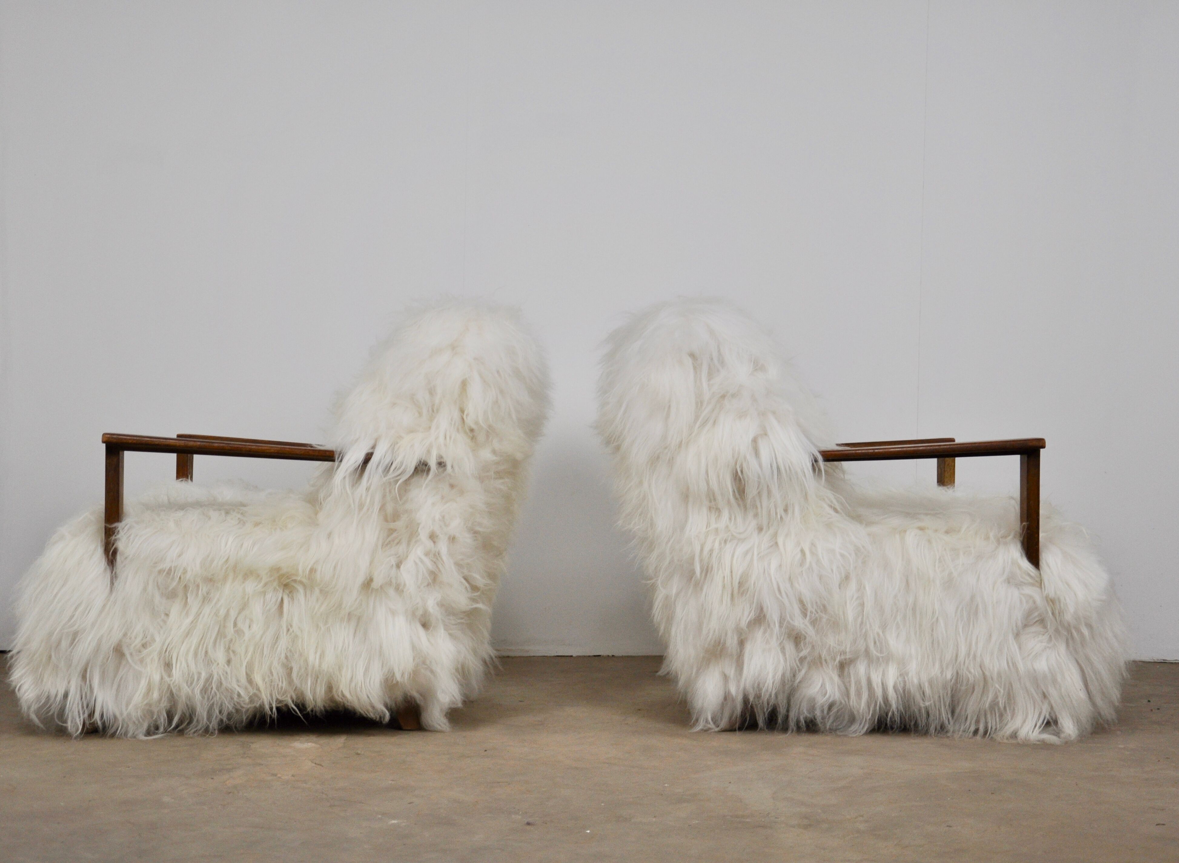 Pair of 1960s Sheepskin armchair