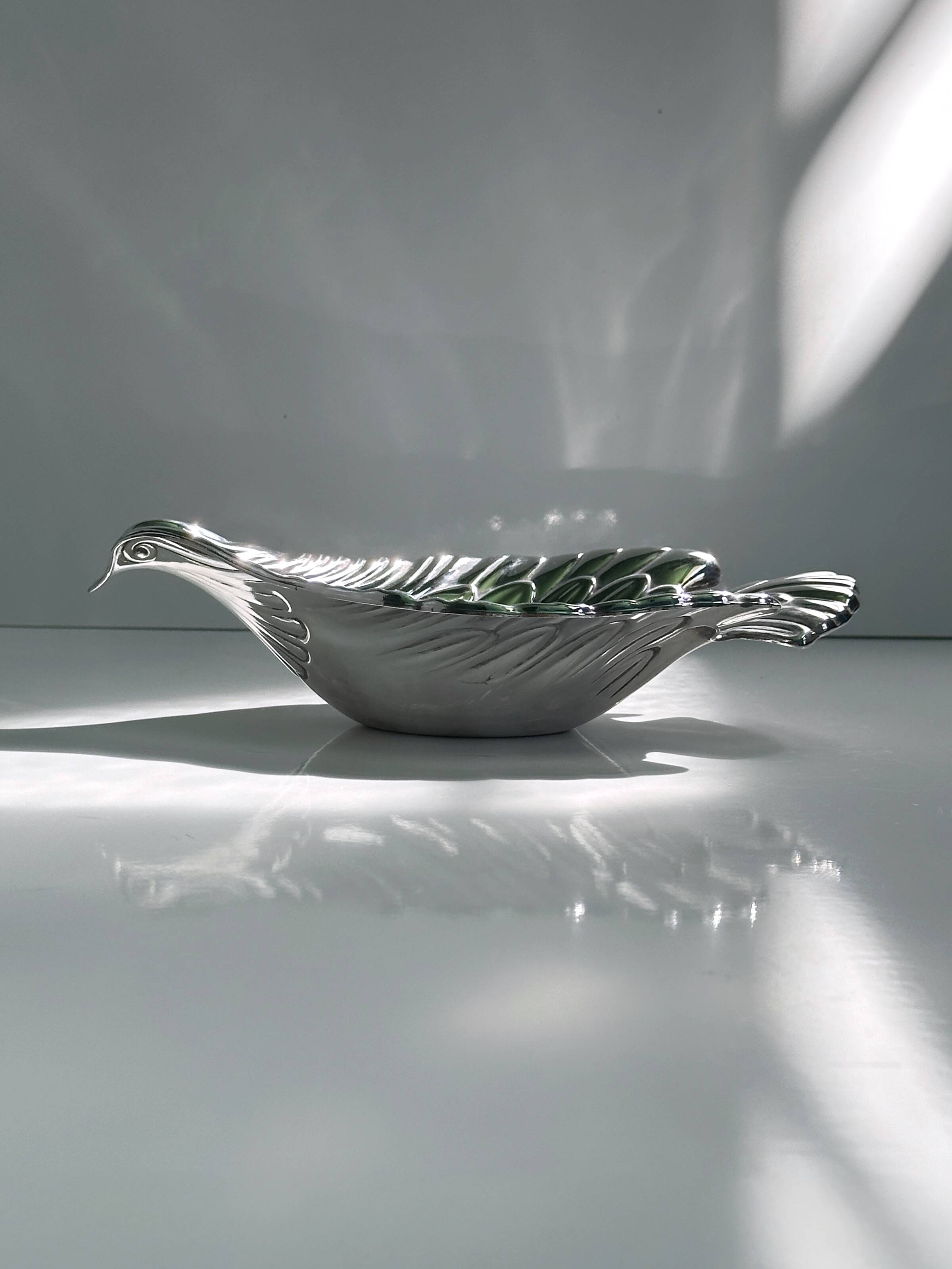 1970s Italian silver plated dove bowl