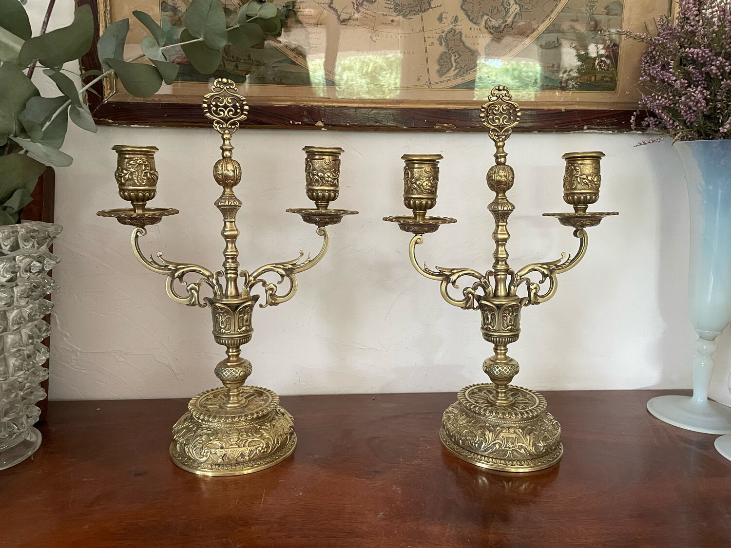 Pair of gilded bronze candlesticks nineteenth