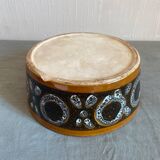 Brown glazed ceramic salad bowl