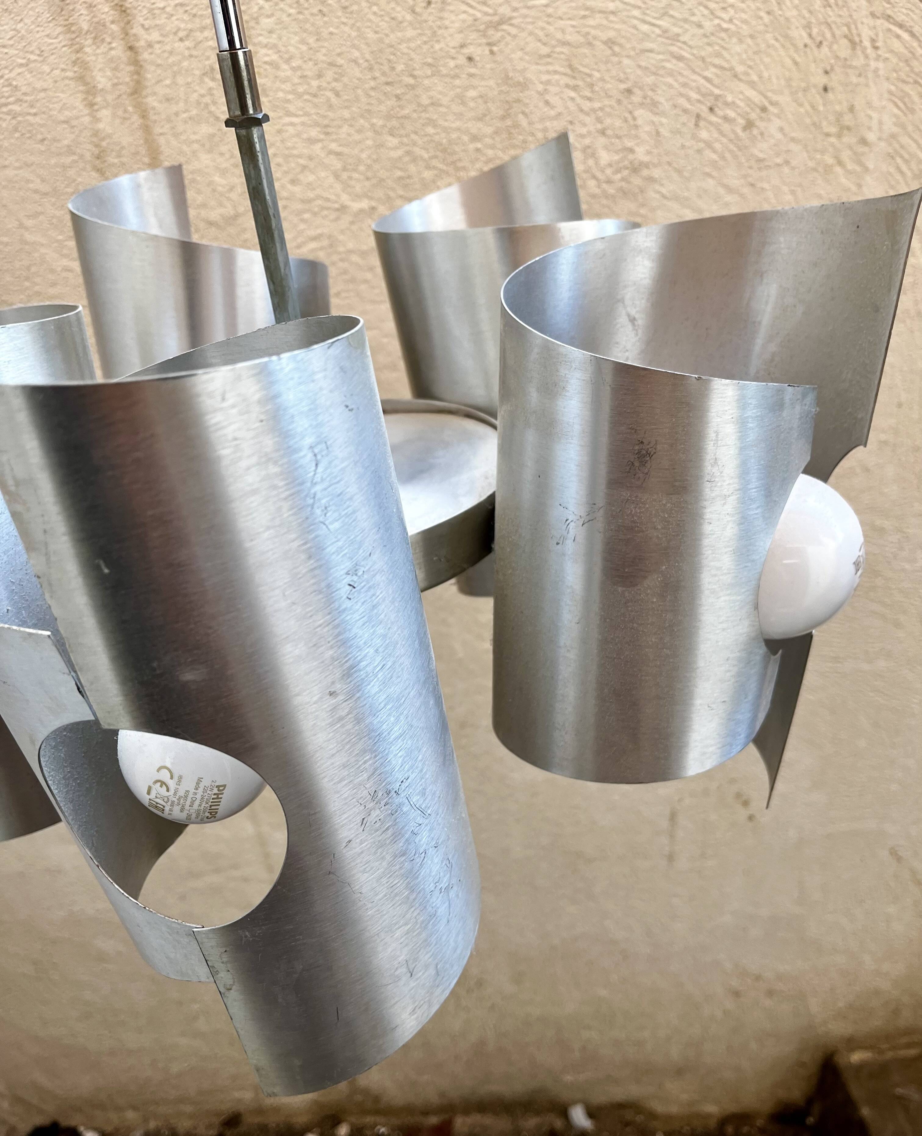 Space age aluminum pendant chandelier